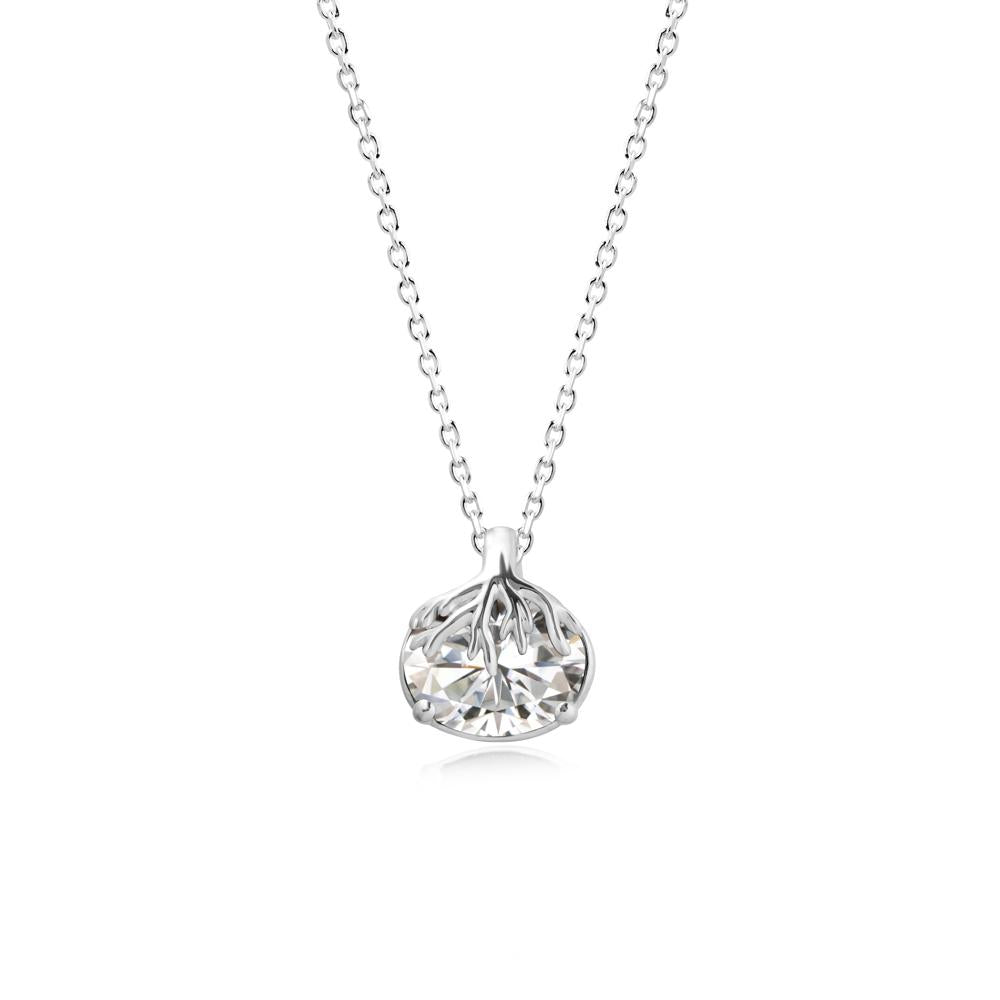 Nature Inspired Oval Moissanite Necklace - LUO Jewelry #metal_14k white gold