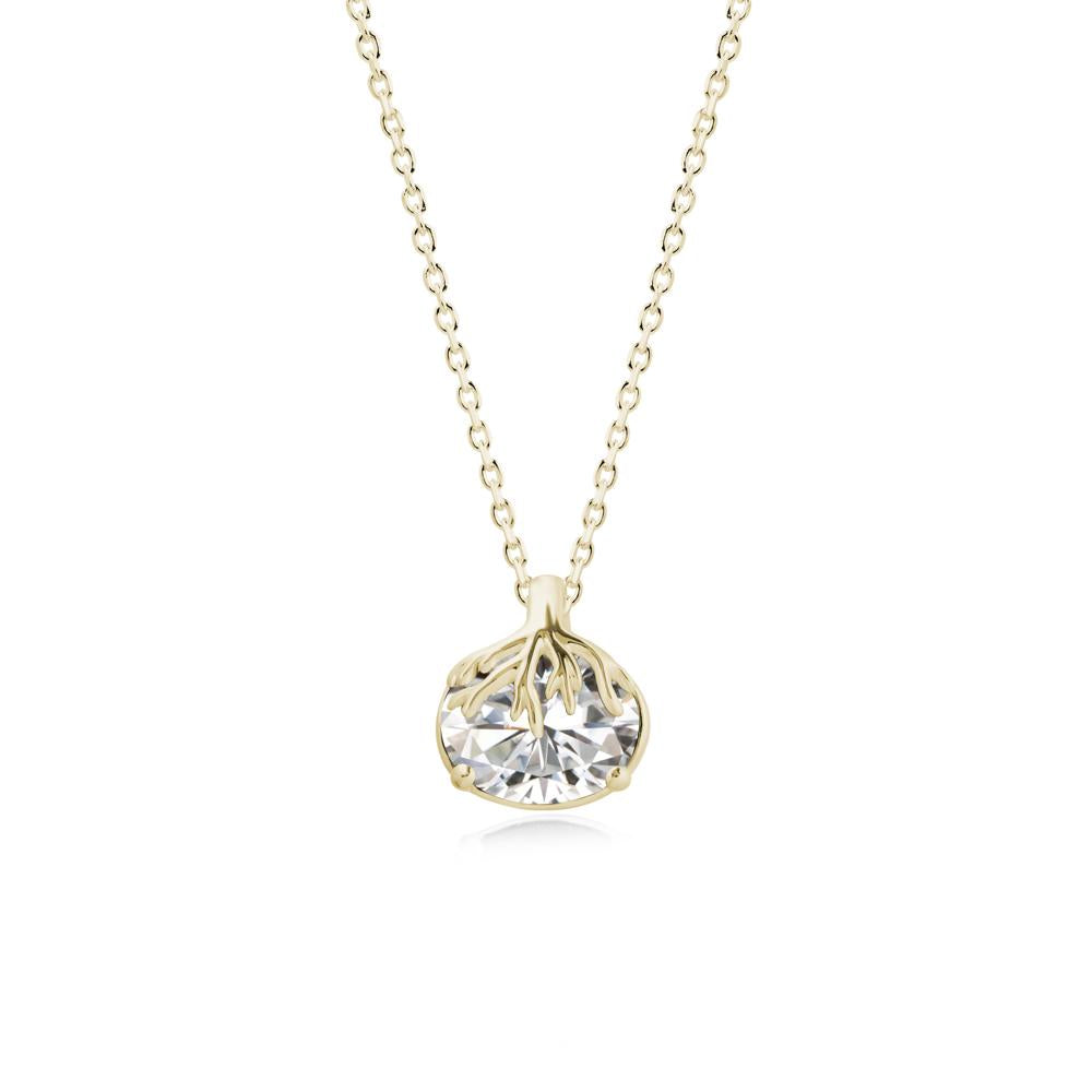 Nature Inspired Oval Moissanite Necklace - LUO Jewelry #metal_14k yellow gold