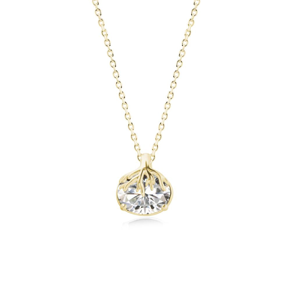 Nature Inspired Oval Moissanite Necklace - LUO Jewelry #metal_18k yellow gold