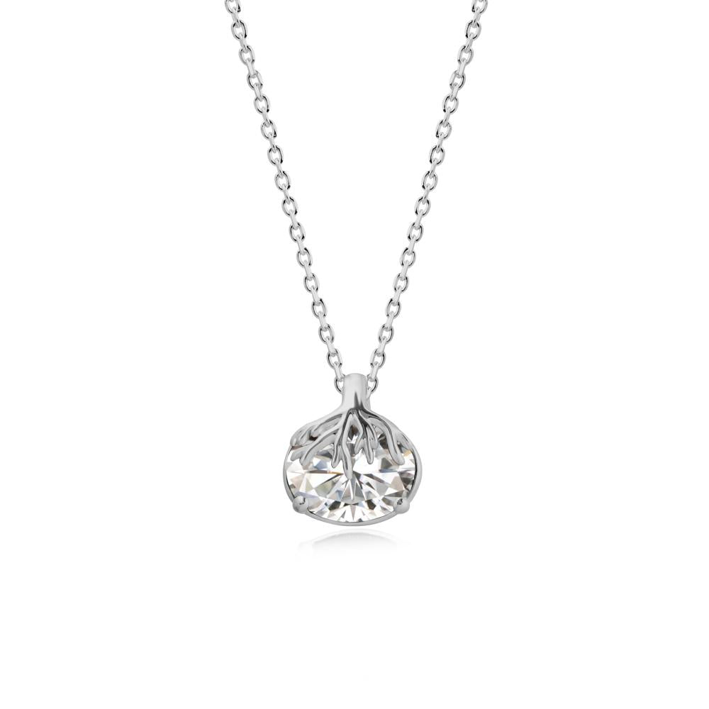 Nature Inspired Oval Moissanite Necklace - LUO Jewelry #metal_platinum