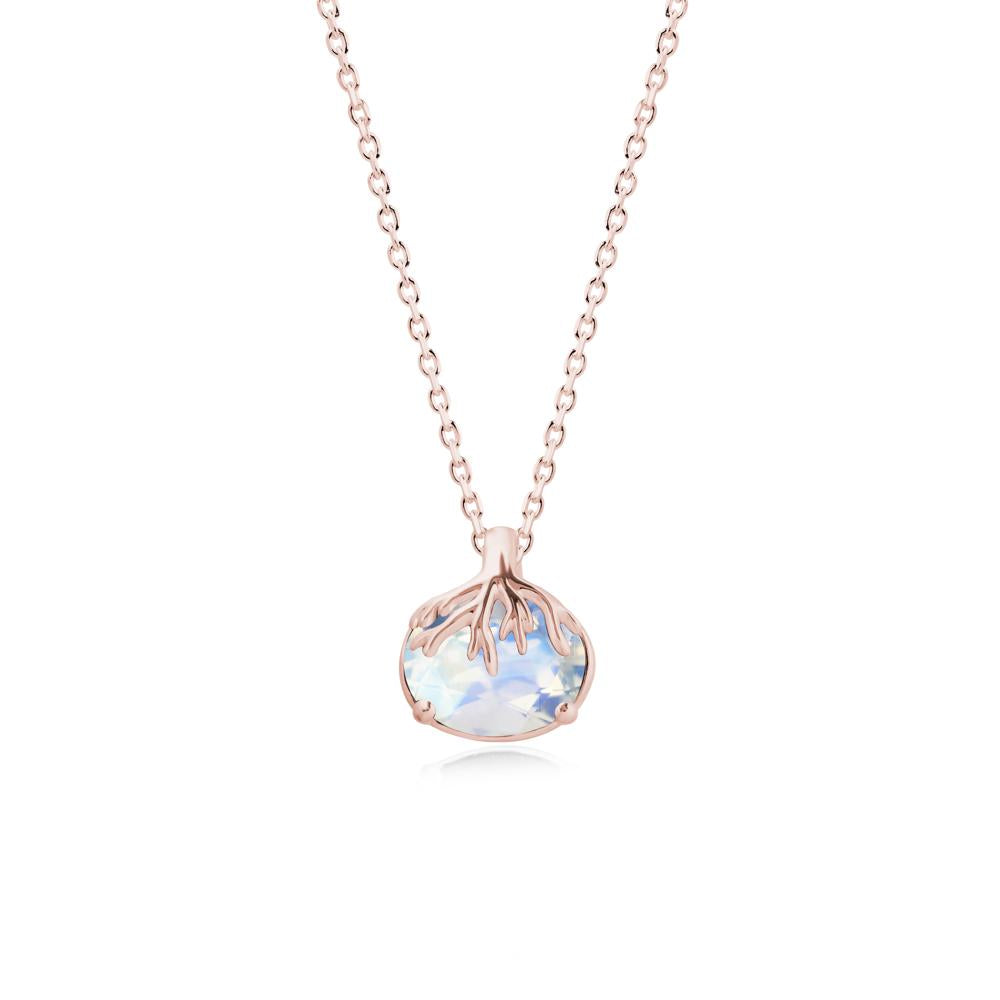 Tree Root Inspired Oval Moonstone Necklace - LUO Jewelry #metal_18k rose gold