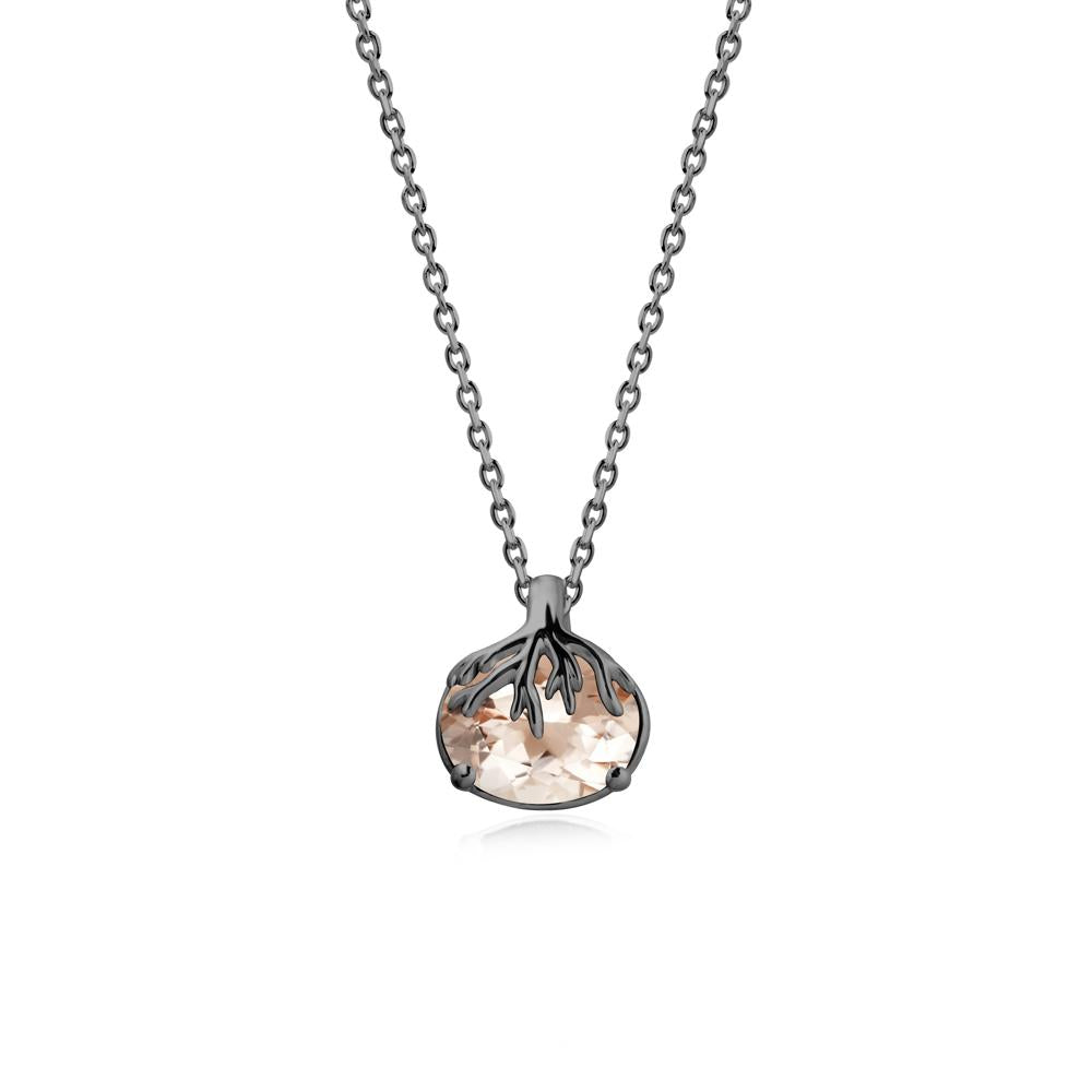 Tree Root Inspired Oval Morganite Pendant - LUO Jewelry #metal_black finish sterling silver