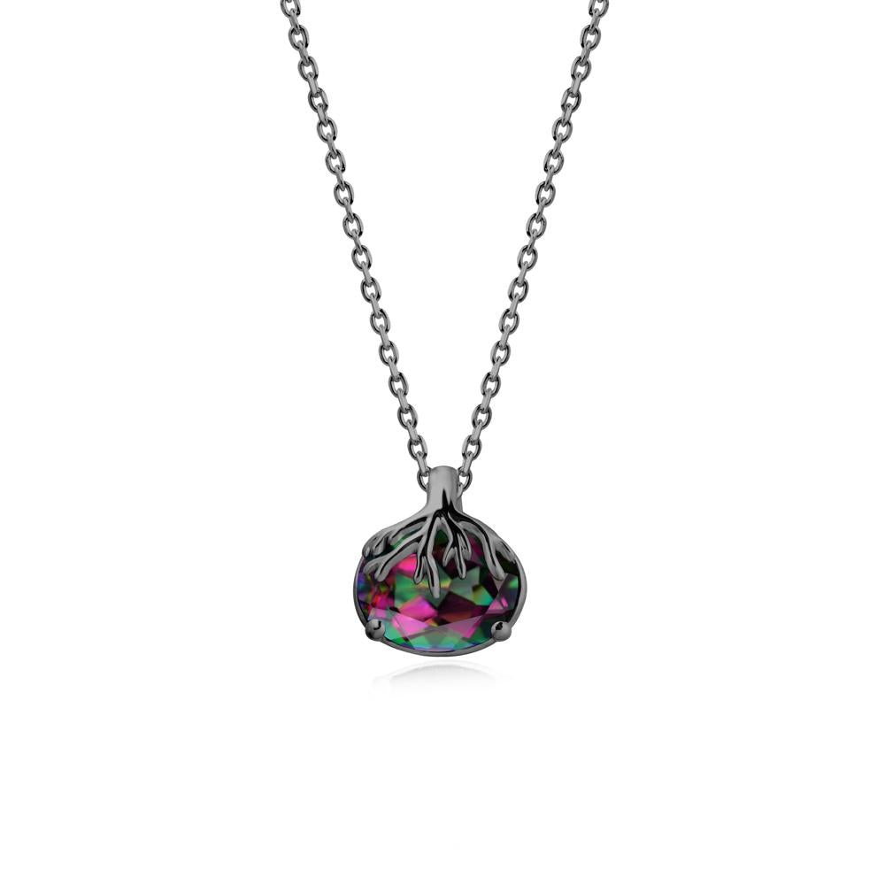 Nature Inspired Oval Mystic Topaz Necklace - LUO Jewelry #metal_black finish sterling silver