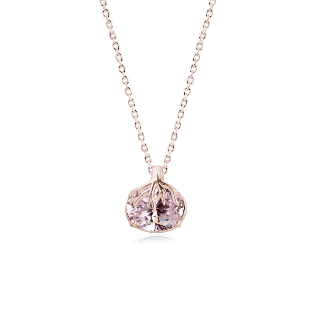 Tree Root Inspired Oval Pink Cubic Zirconia Necklace - LUO Jewelry #metal_14k rose gold