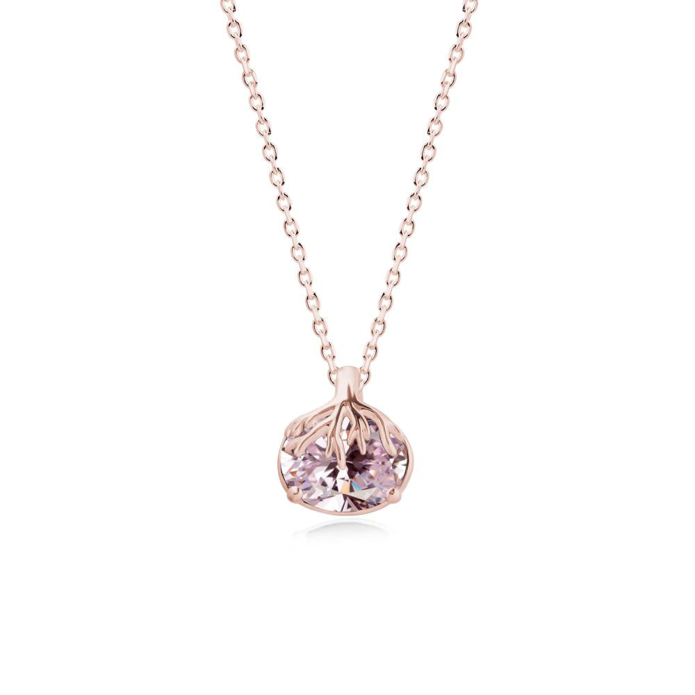 Tree Root Inspired Oval Pink Cubic Zirconia Necklace - LUO Jewelry #metal_18k rose gold