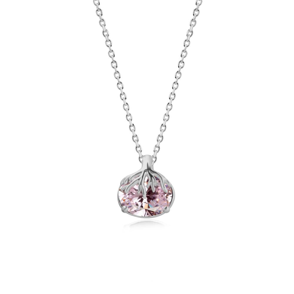 Tree Root Inspired Oval Pink Cubic Zirconia Necklace - LUO Jewelry #metal_platinum