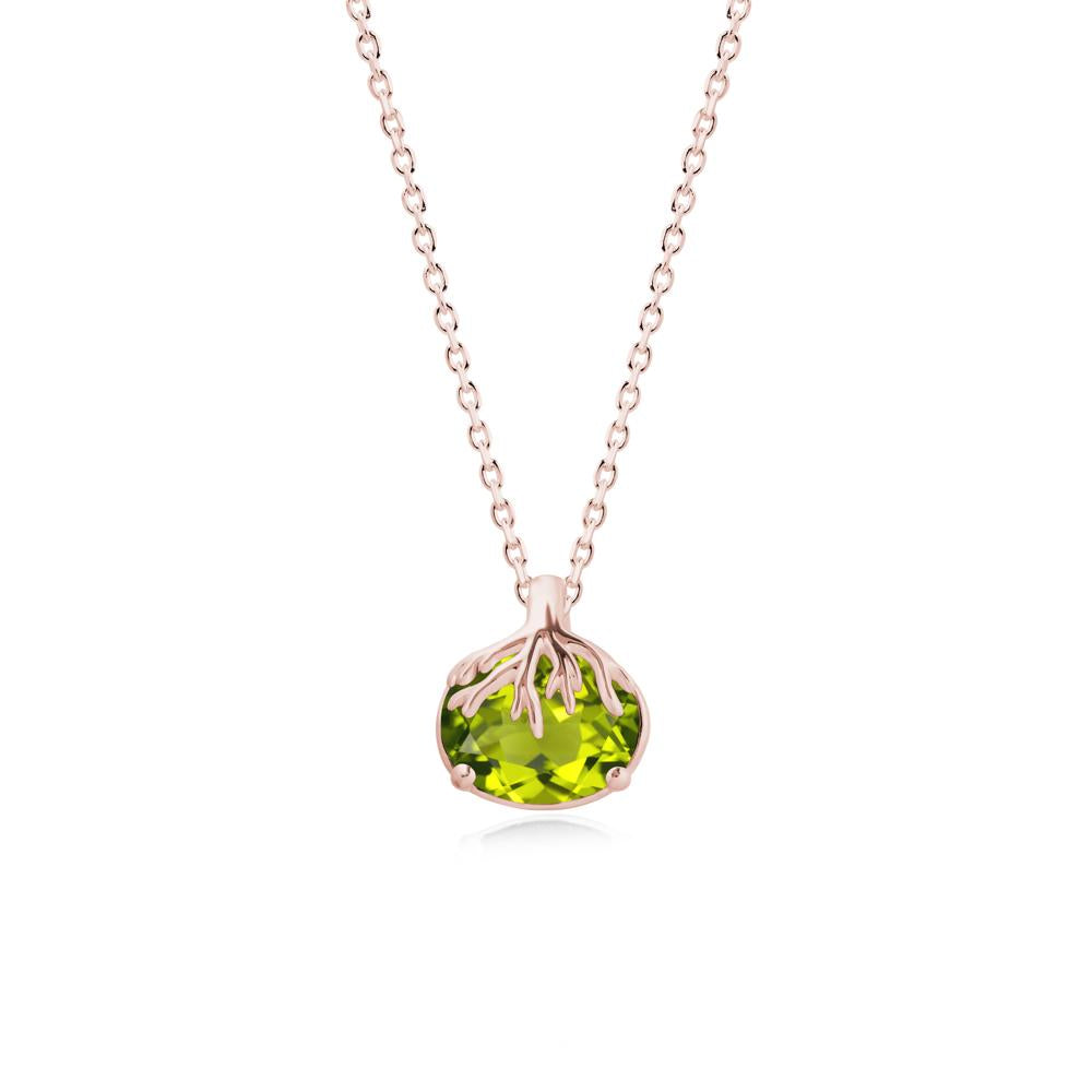 Tree Root Inspired Oval Peridot Pendant - LUO Jewelry #metal_18k rose gold