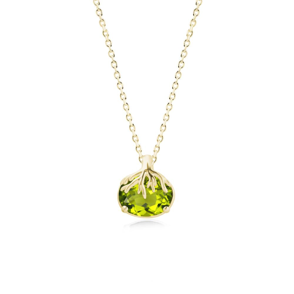Tree Root Inspired Oval Peridot Pendant - LUO Jewelry #metal_18k yellow gold