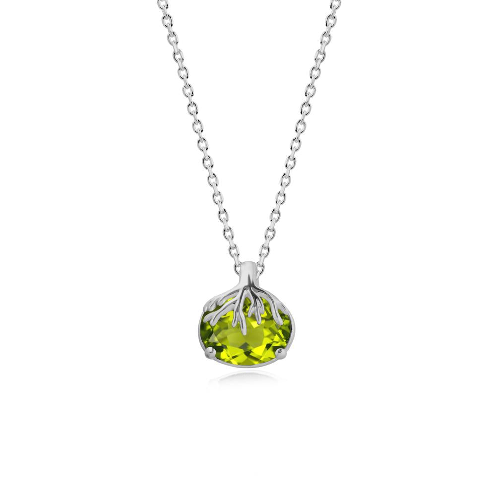 Tree Root Inspired Oval Peridot Pendant - LUO Jewelry #metal_platinum