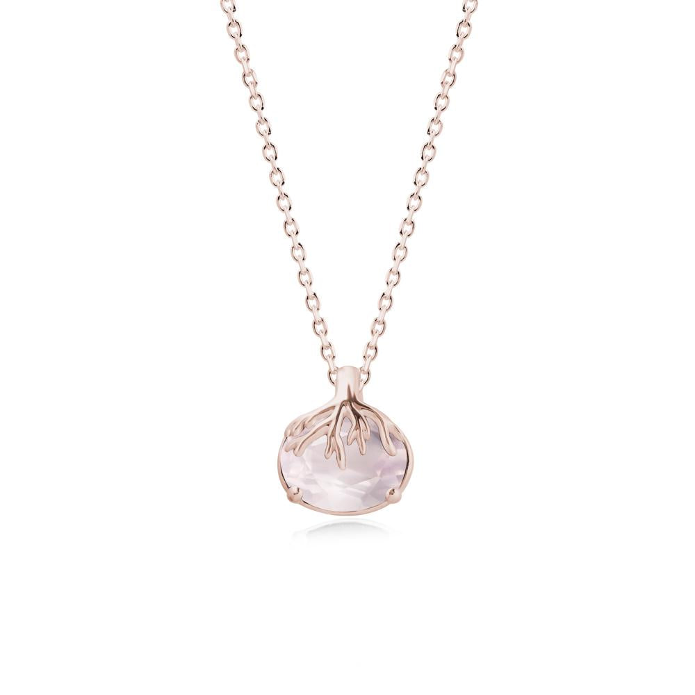 Nature Inspired Oval Rose Quartz Necklace - LUO Jewelry #metal_14k rose gold