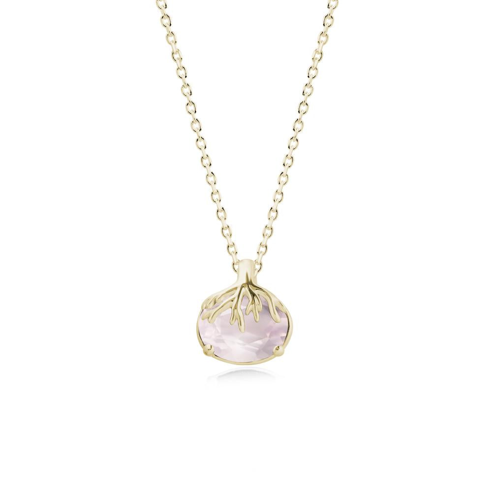 Nature Inspired Oval Rose Quartz Necklace - LUO Jewelry #metal_14k yellow gold