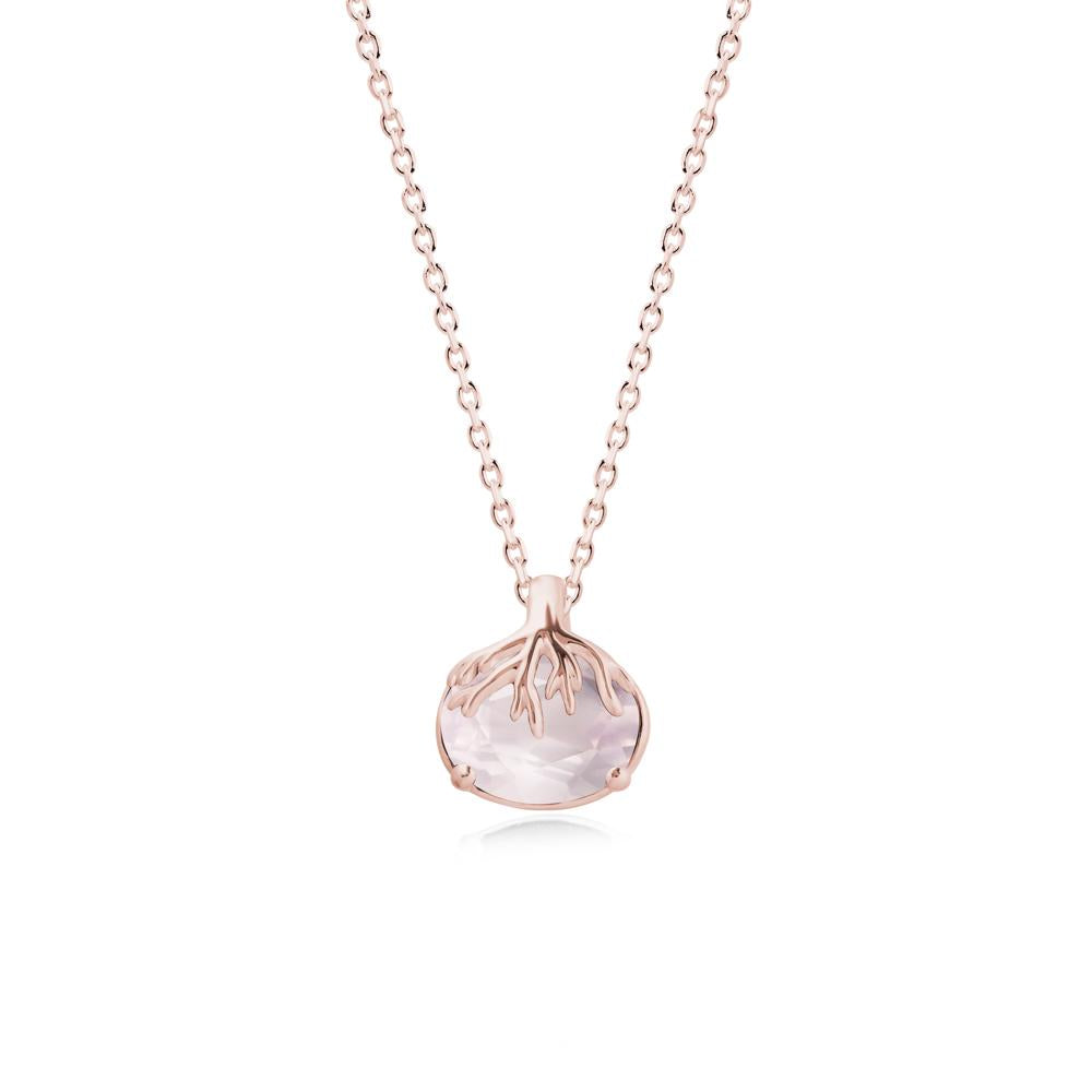 Nature Inspired Oval Rose Quartz Necklace - LUO Jewelry #metal_18k rose gold
