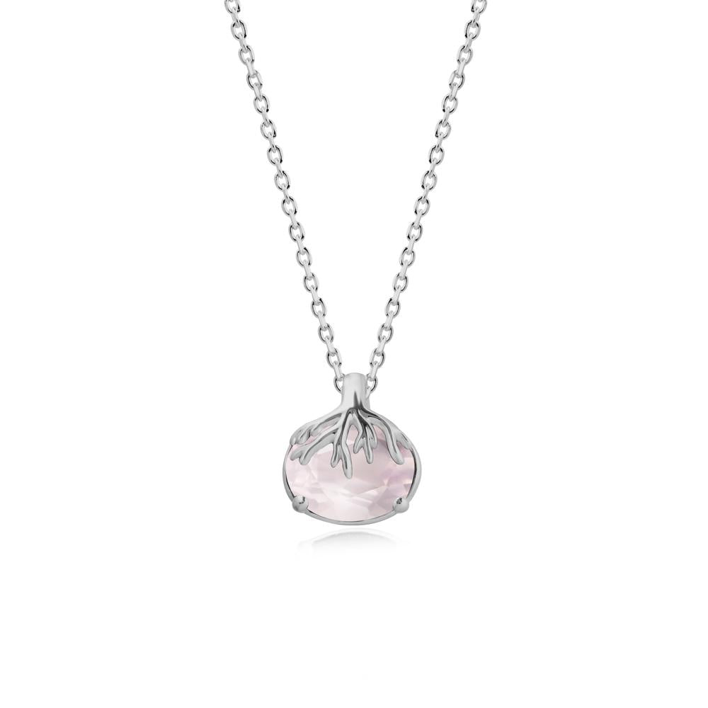 Nature Inspired Oval Rose Quartz Necklace - LUO Jewelry #metal_platinum