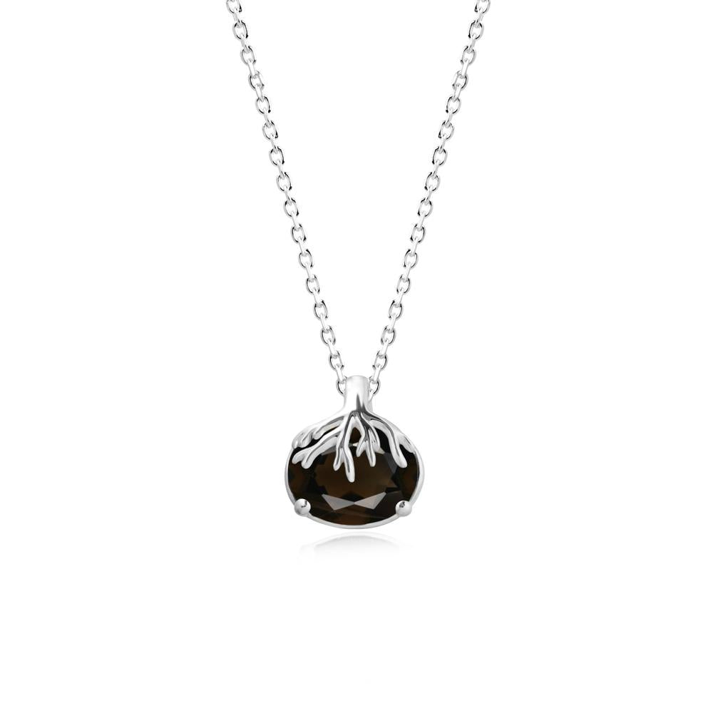 Tree Root Inspired Oval Smoky Quartz Necklace - LUO Jewelry #metal_18k white gold