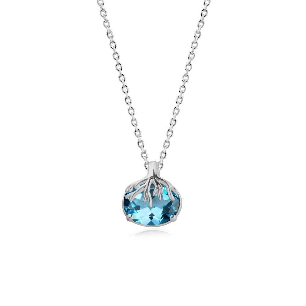 Tree Root Inspired Oval Swiss Blue Topaz Pendant - LUO Jewelry #metal_platinum