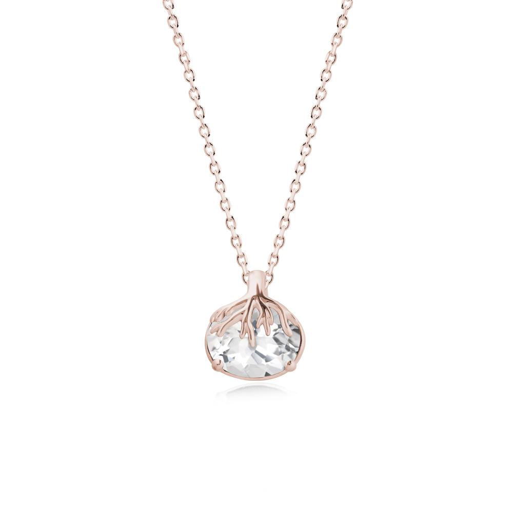 Nature Inspired Oval White Topaz Necklace - LUO Jewelry #metal_14k rose gold