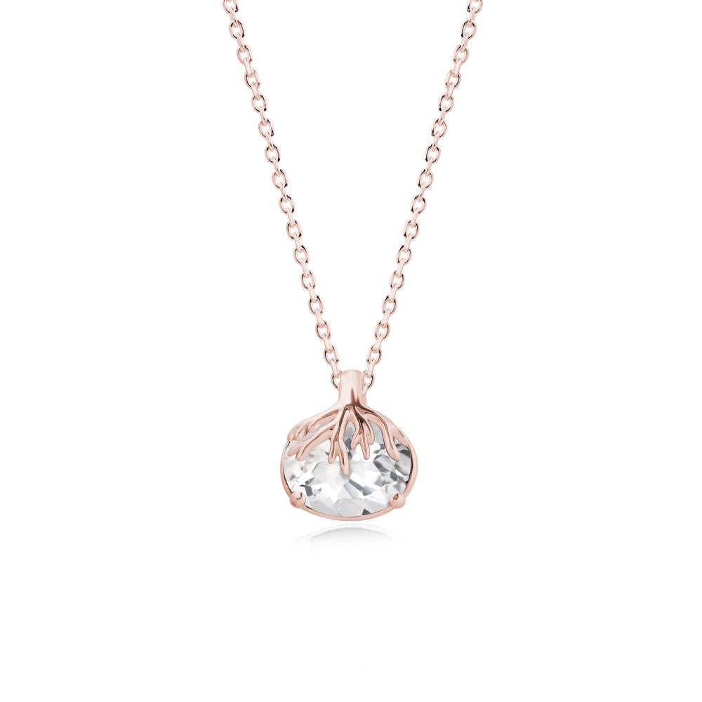 Nature Inspired Oval White Topaz Necklace - LUO Jewelry #metal_18k rose gold