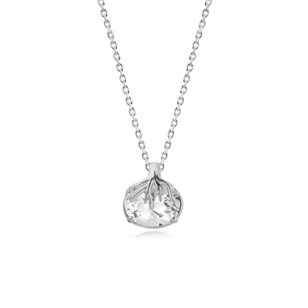 Nature Inspired Oval White Topaz Necklace - LUO Jewelry #metal_platinum