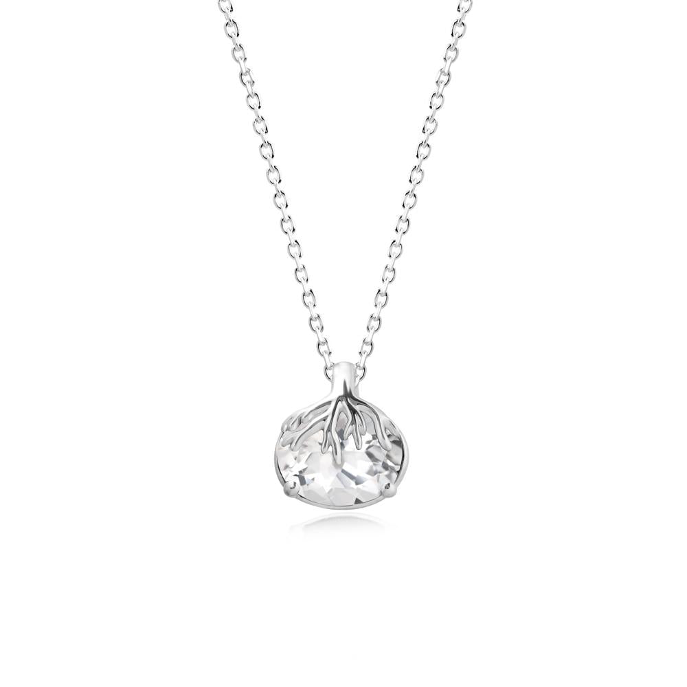 Nature Inspired Oval White Topaz Necklace - LUO Jewelry #metal_sterling silver