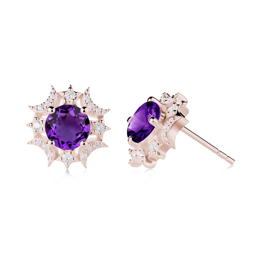 Celestial Star Amethyst Earrings - LUO Jewelry #metal_14k rose gold