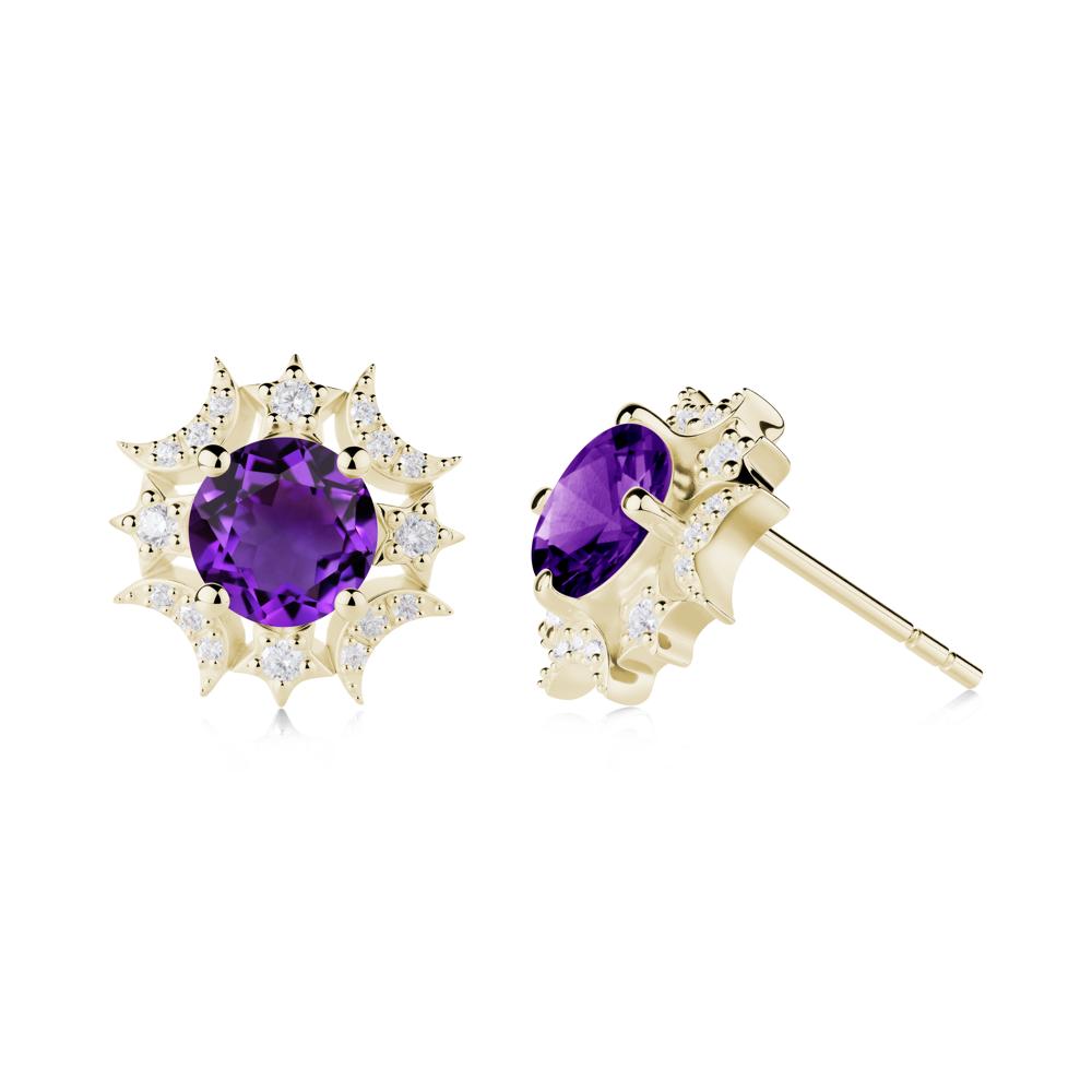 Celestial Star Amethyst Earrings - LUO Jewelry #metal_14k yellow gold