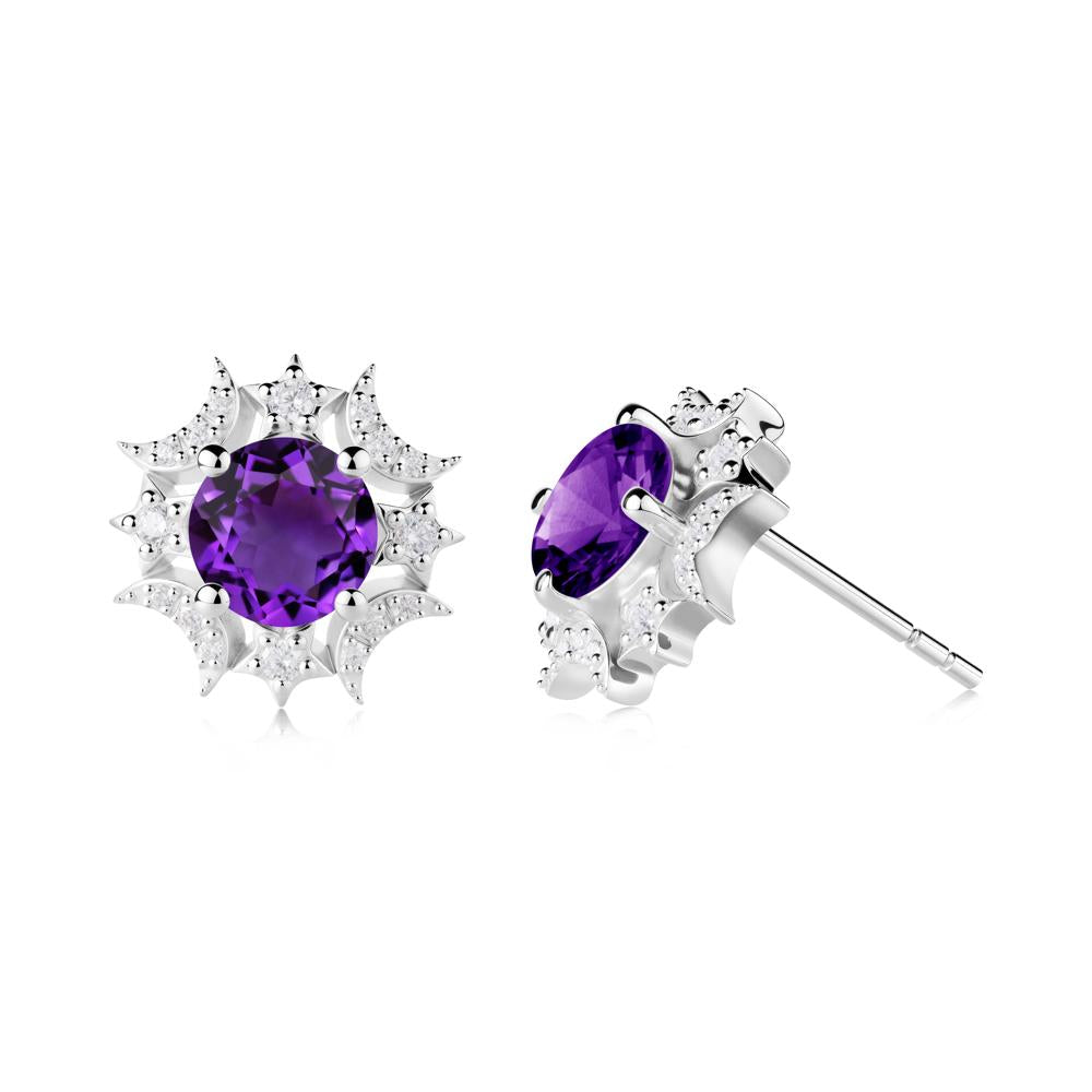 Celestial Star Amethyst Earrings - LUO Jewelry #metal_18k white gold