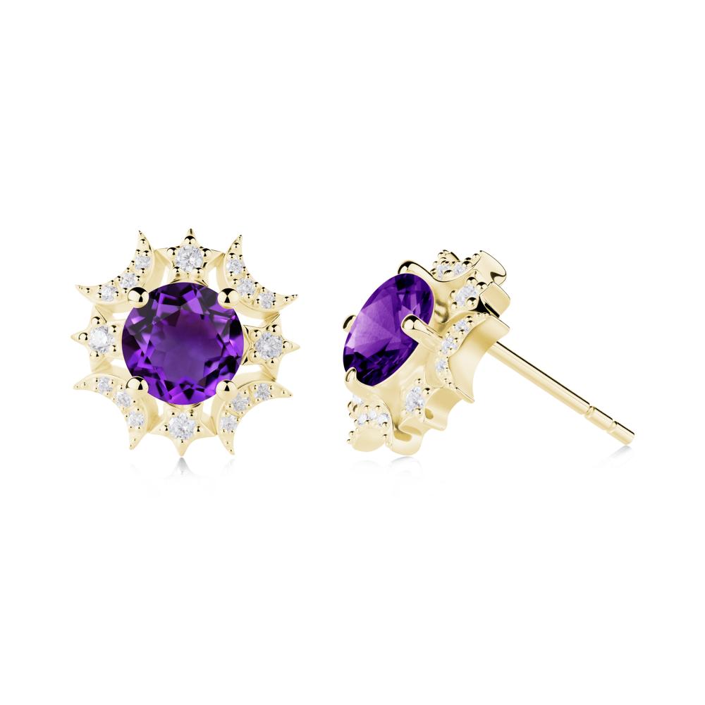 Celestial Star Amethyst Earrings - LUO Jewelry #metal_18k yellow gold
