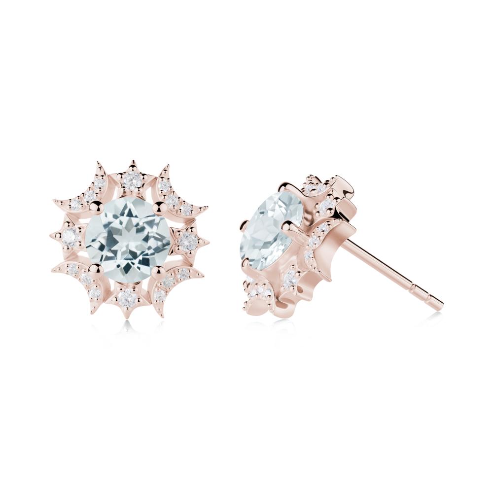 Celestial Star Aquamarine Earrings - LUO Jewelry #metal_14k rose gold