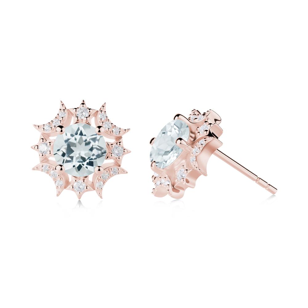 Celestial Star Aquamarine Earrings - LUO Jewelry #metal_18k rose gold
