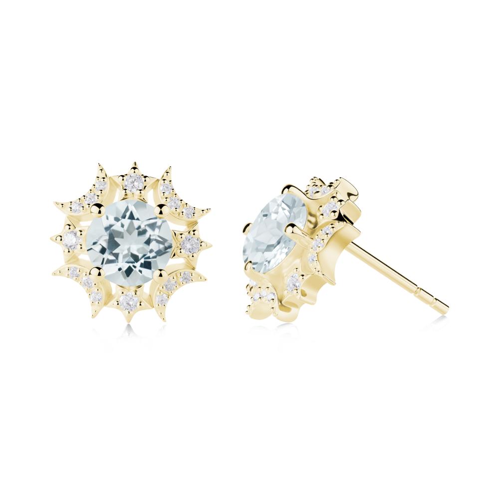 Celestial Star Aquamarine Earrings - LUO Jewelry #metal_18k yellow gold