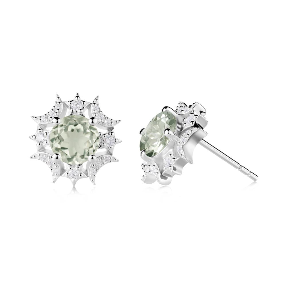Celestial Star Green Amethyst Earrings - LUO Jewelry #metal_14k white gold