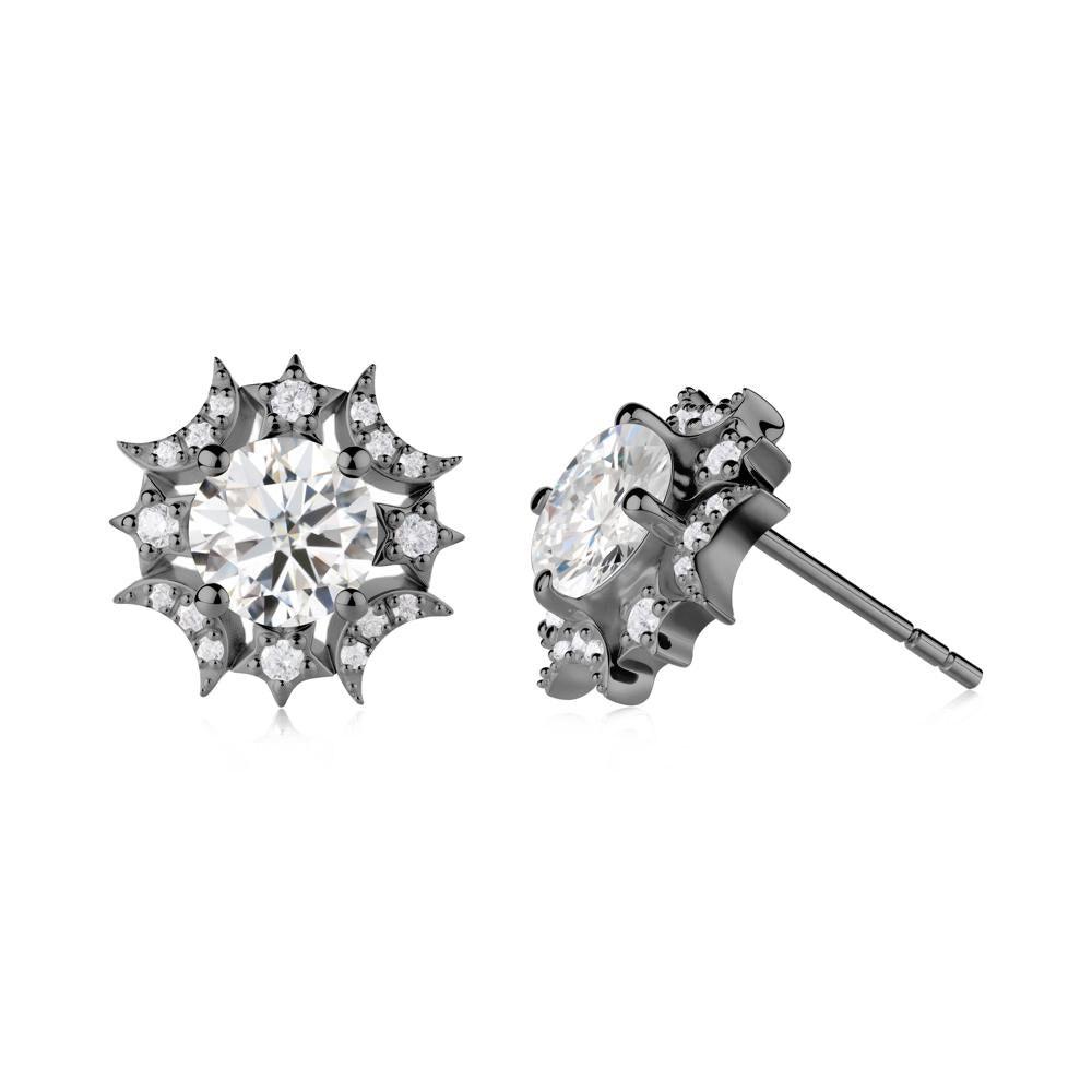 Celestial Star Moissanite Earrings - LUO Jewelry #metal_black finish sterling silver