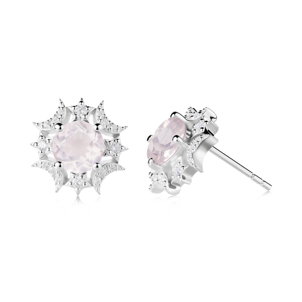 Celestial Star Rose Quartz Earrings - LUO Jewelry #metal_18k white gold