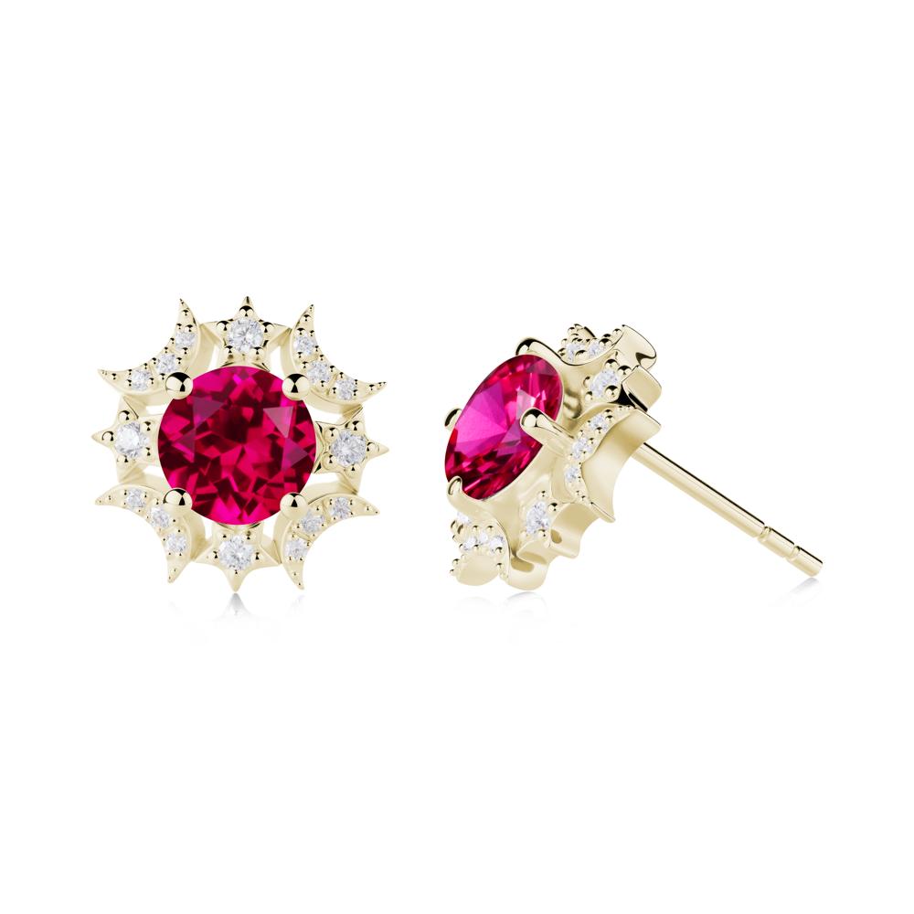 Celestial Star Ruby Earrings - LUO Jewelry #metal_14k yellow gold