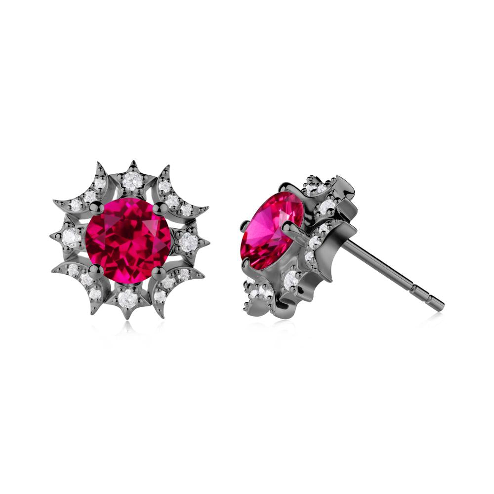 Celestial Star Ruby Earrings - LUO Jewelry #metal_black finish sterling silver