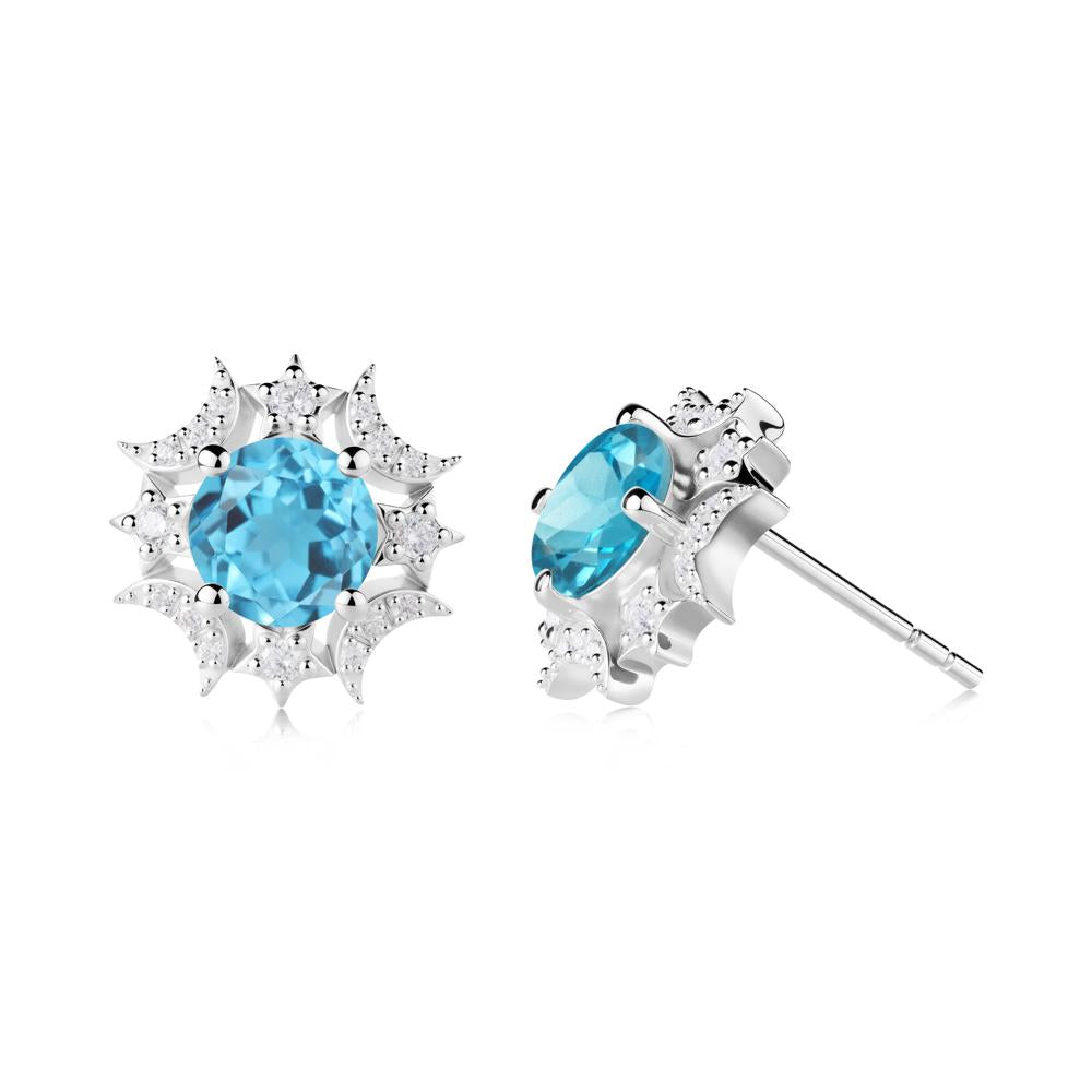 Celestial Star Swiss Blue Topaz Earrings - LUO Jewelry #metal_14k white gold