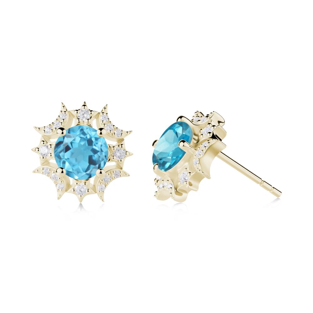 Celestial Star Swiss Blue Topaz Earrings - LUO Jewelry #metal_14k yellow gold