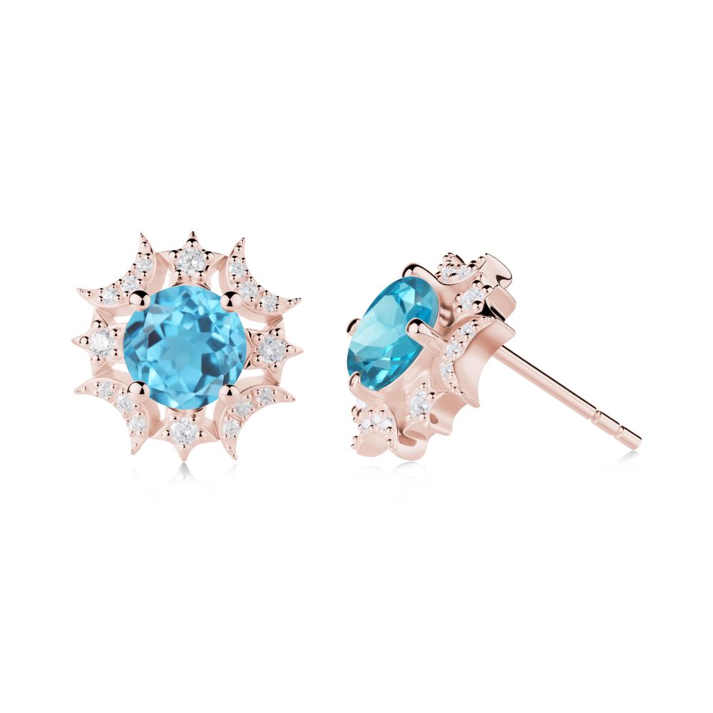 Celestial Star Swiss Blue Topaz Earrings - LUO Jewelry #metal_18k rose gold
