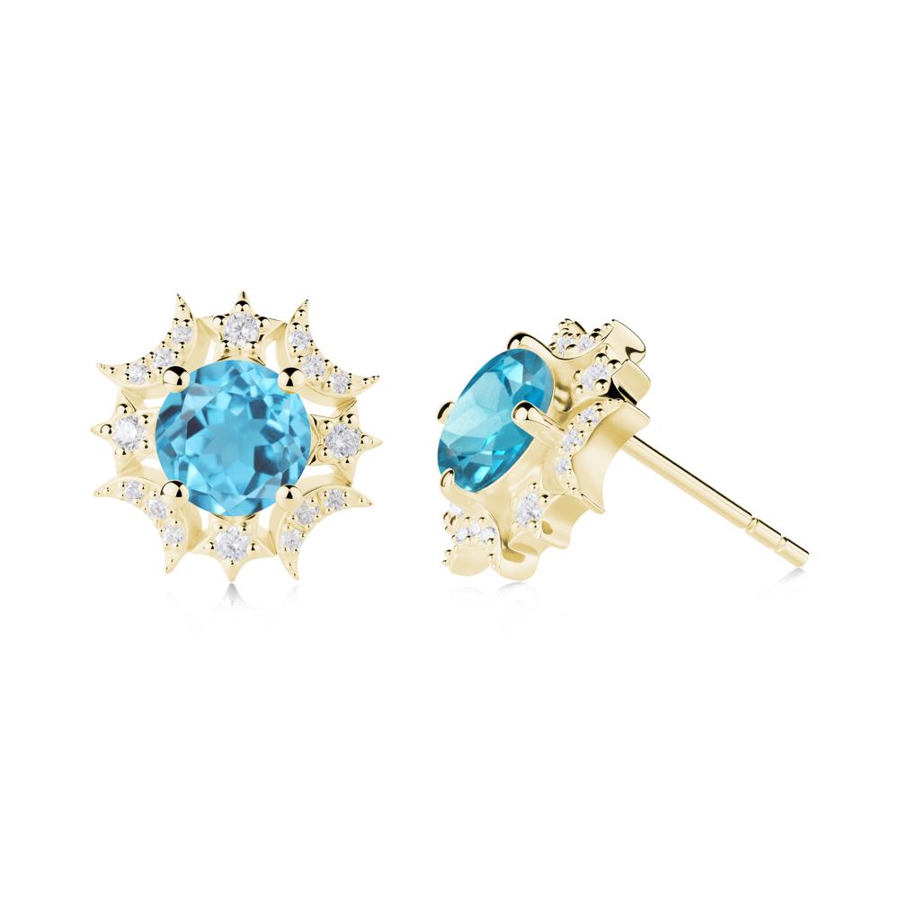 Celestial Star Swiss Blue Topaz Earrings - LUO Jewelry #metal_18k yellow gold