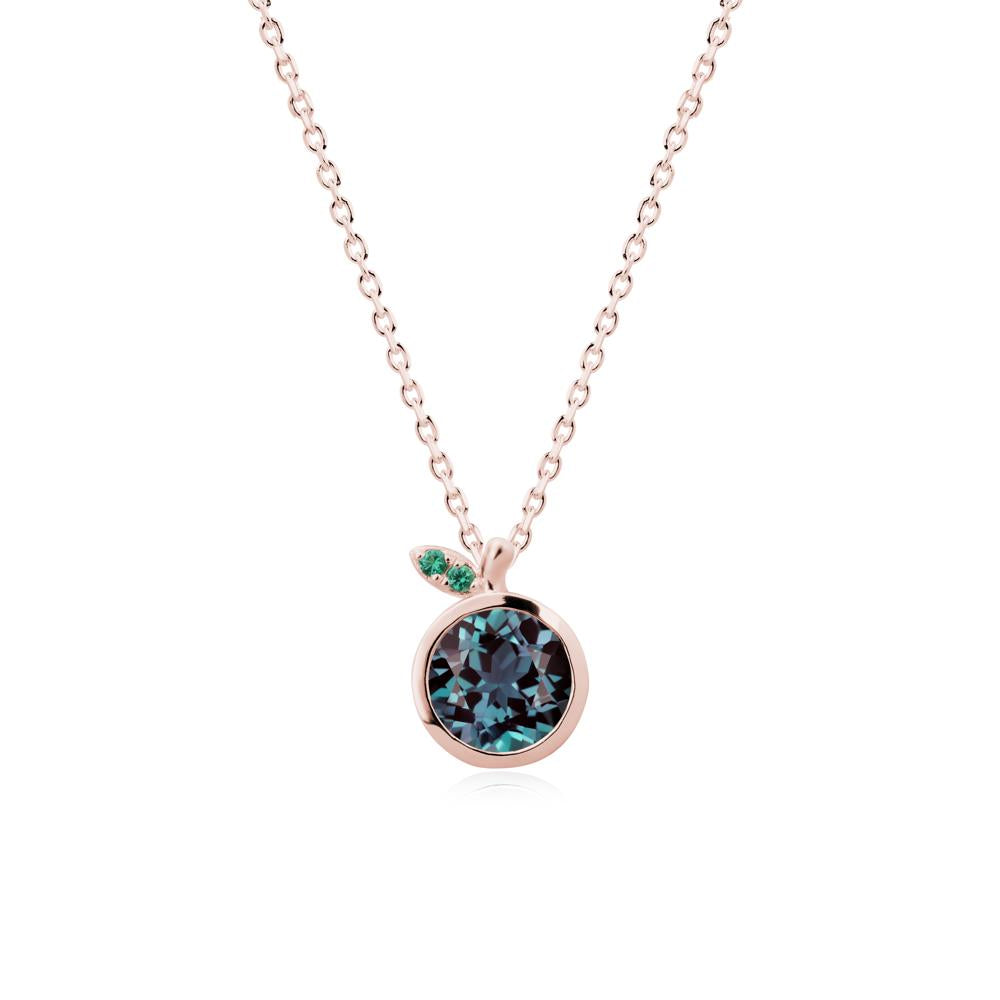 Orange Inspired Bezel Setting Alexandrite and Emerald Necklace - LUO Jewelry #metal_18k rose gold