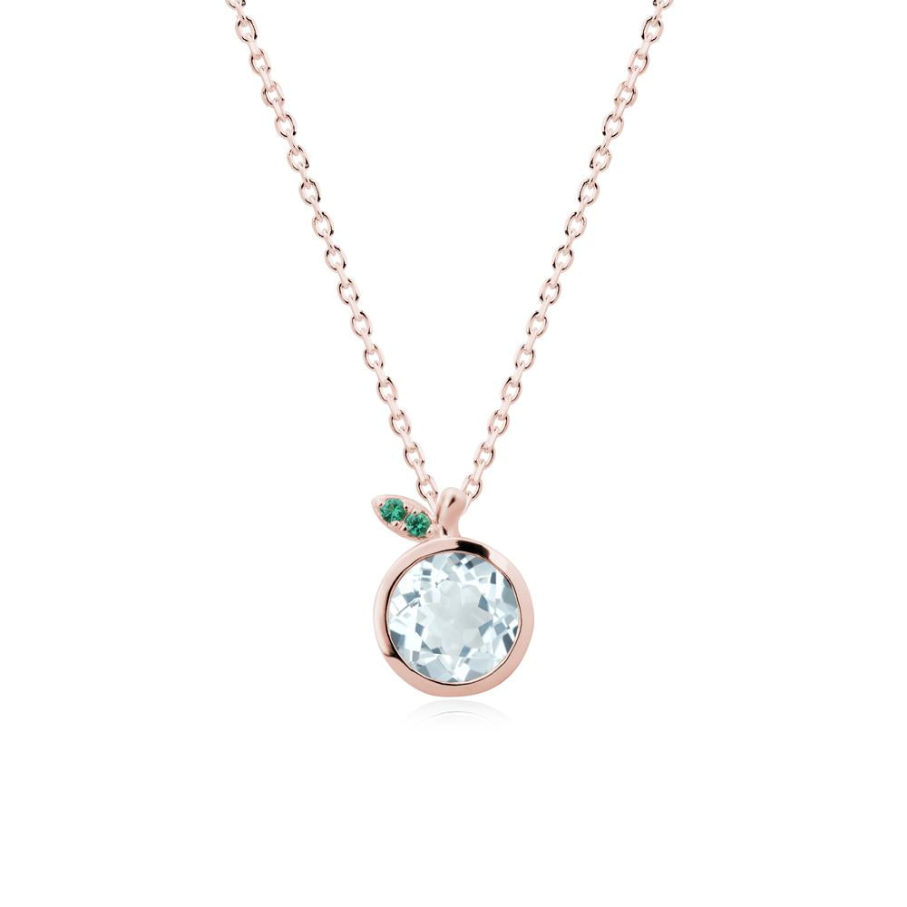 Bezel Setting Round Aquamarine and Emerald Fruit Necklace - LUO Jewelry #metal_18k rose gold