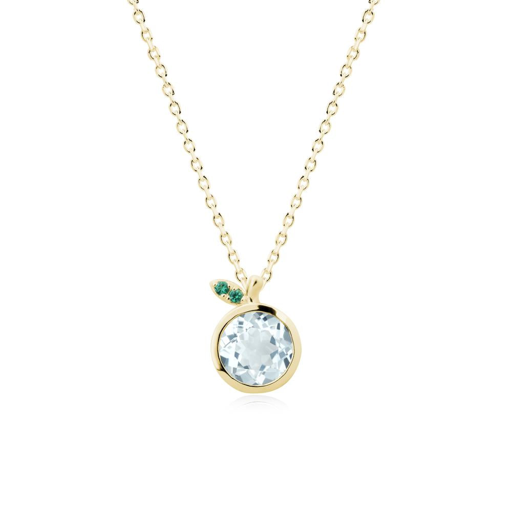 Bezel Setting Round Aquamarine and Emerald Fruit Necklace - LUO Jewelry #metal_18k yellow gold