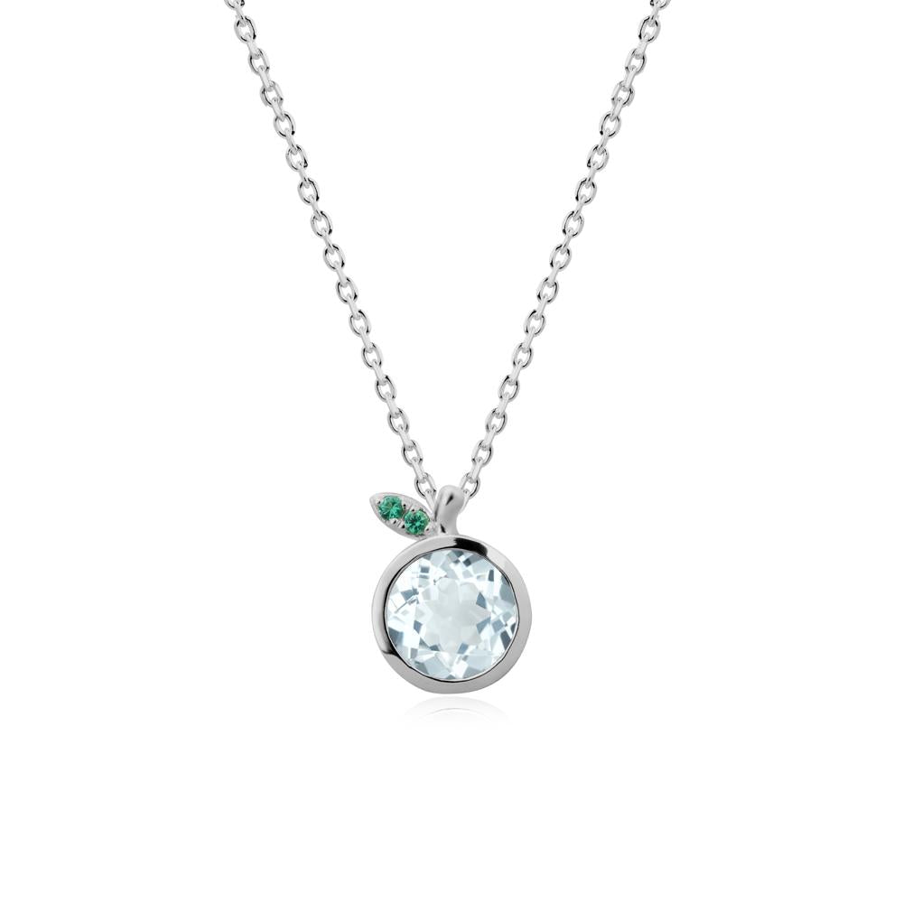 Bezel Setting Round Aquamarine and Emerald Fruit Necklace - LUO Jewelry #metal_platinum