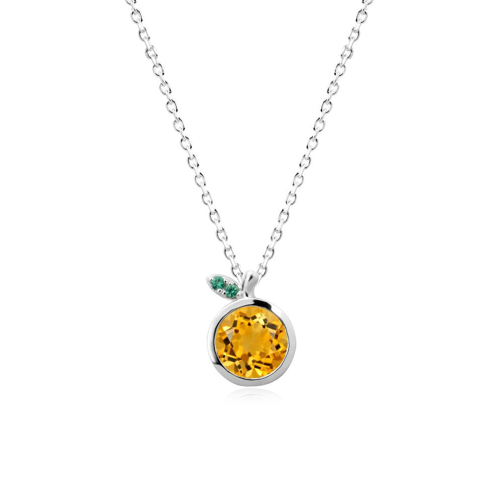 Round Citrine Orange Pendant Necklace - LUO Jewelry #metal_14k white gold