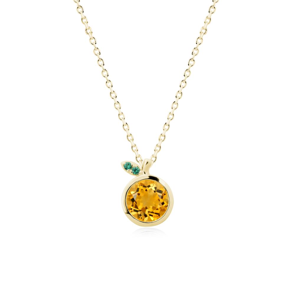 Round Citrine Orange Pendant Necklace - LUO Jewelry #metal_18k yellow gold