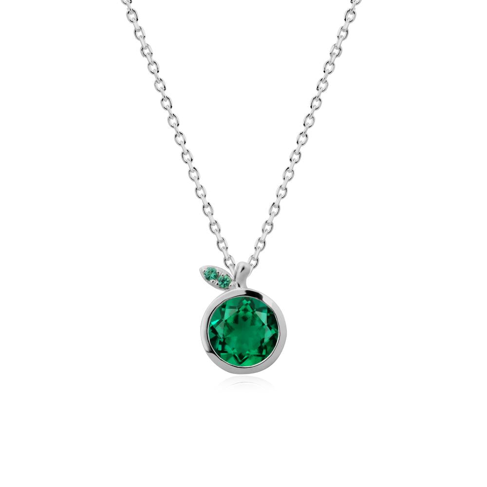 Round Emerald Leaf Pendant Necklace - LUO Jewelry #metal_platinum