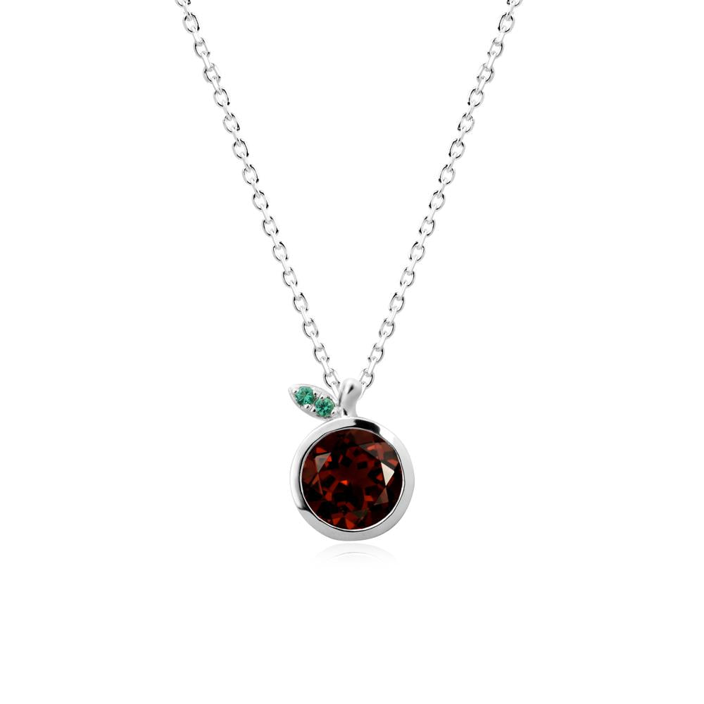 Bezel Setting Round Garnet and Emerald Fruit Necklace - LUO Jewelry #metal_18k white gold