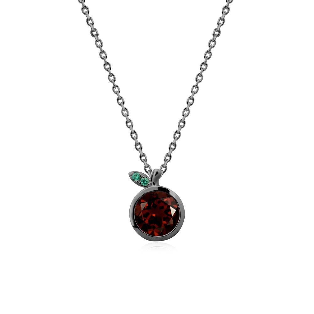 Bezel Setting Round Garnet and Emerald Fruit Necklace - LUO Jewelry #metal_black finish sterling silver