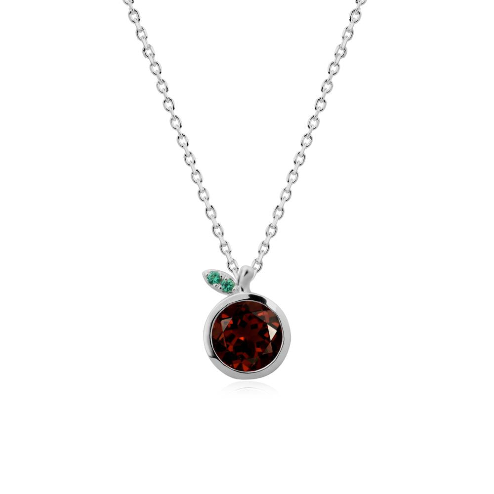 Bezel Setting Round Garnet and Emerald Fruit Necklace - LUO Jewelry #metal_platinum