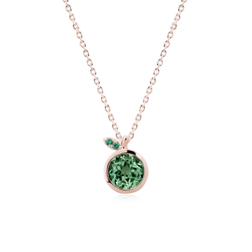 Orange Inspired Bezel Setting Green Sapphire and Emerald Necklace - LUO Jewelry #metal_18k rose gold